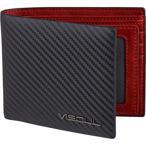 Mens Leather RFID Blocking Bifold Wallets Extra Capacity, Billfold